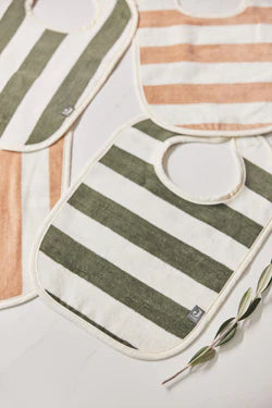 Lätzchen Stripe Frottee - Biscuit - GOTS - 2 Pack