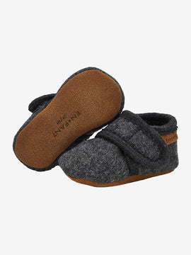 Wollschuhe, Hausschuhe En FANT mit Ledersohle, anthrazit