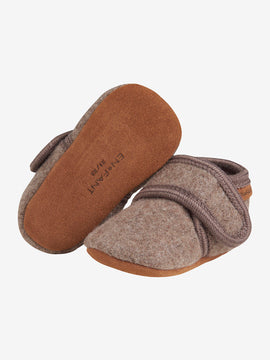 Wollschuhe, Hausschuhe En FANT mit Ledersohle, braun