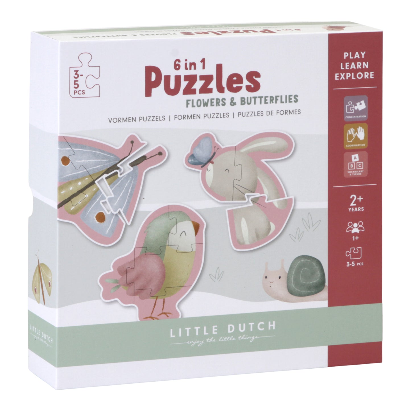 6 in 1 Formen Puzzles Flowers & Butterflies