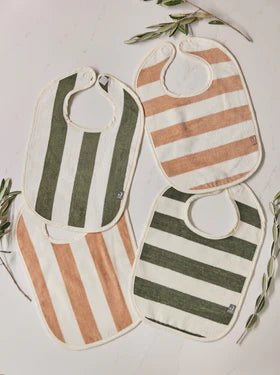 Lätzchen Stripe Frottee - Biscuit - GOTS - 2 Pack