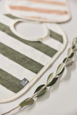 Lätzchen Stripe Frottee - Leaf Green - GOTS - 2 Pack