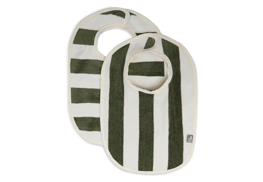 Lätzchen Stripe Frottee - Leaf Green - GOTS - 2 Pack