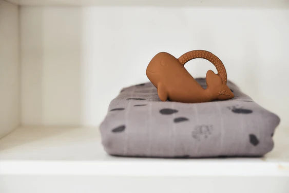 Beißring Naturkautschuk Whale - Caramel