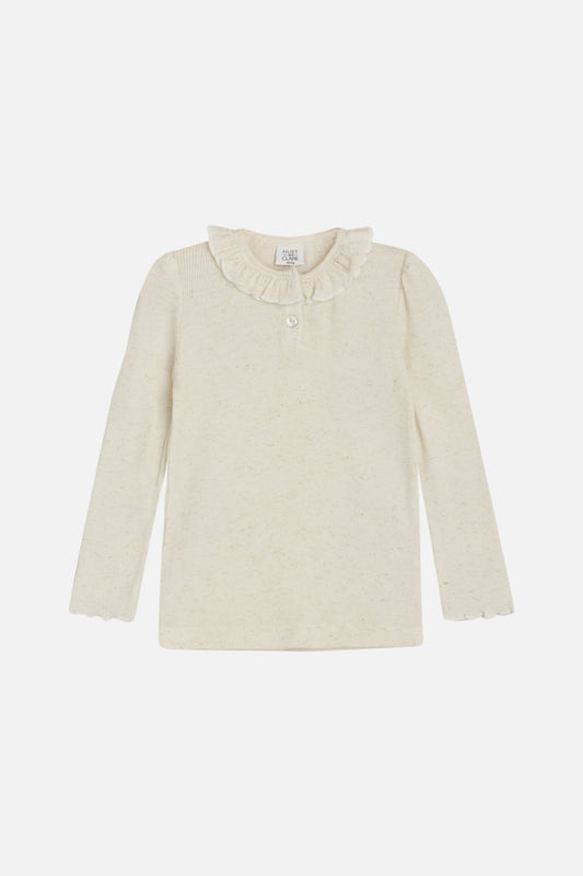 Langarmshirt mit Rüschenkragen, beige melange - Tutuu&Me