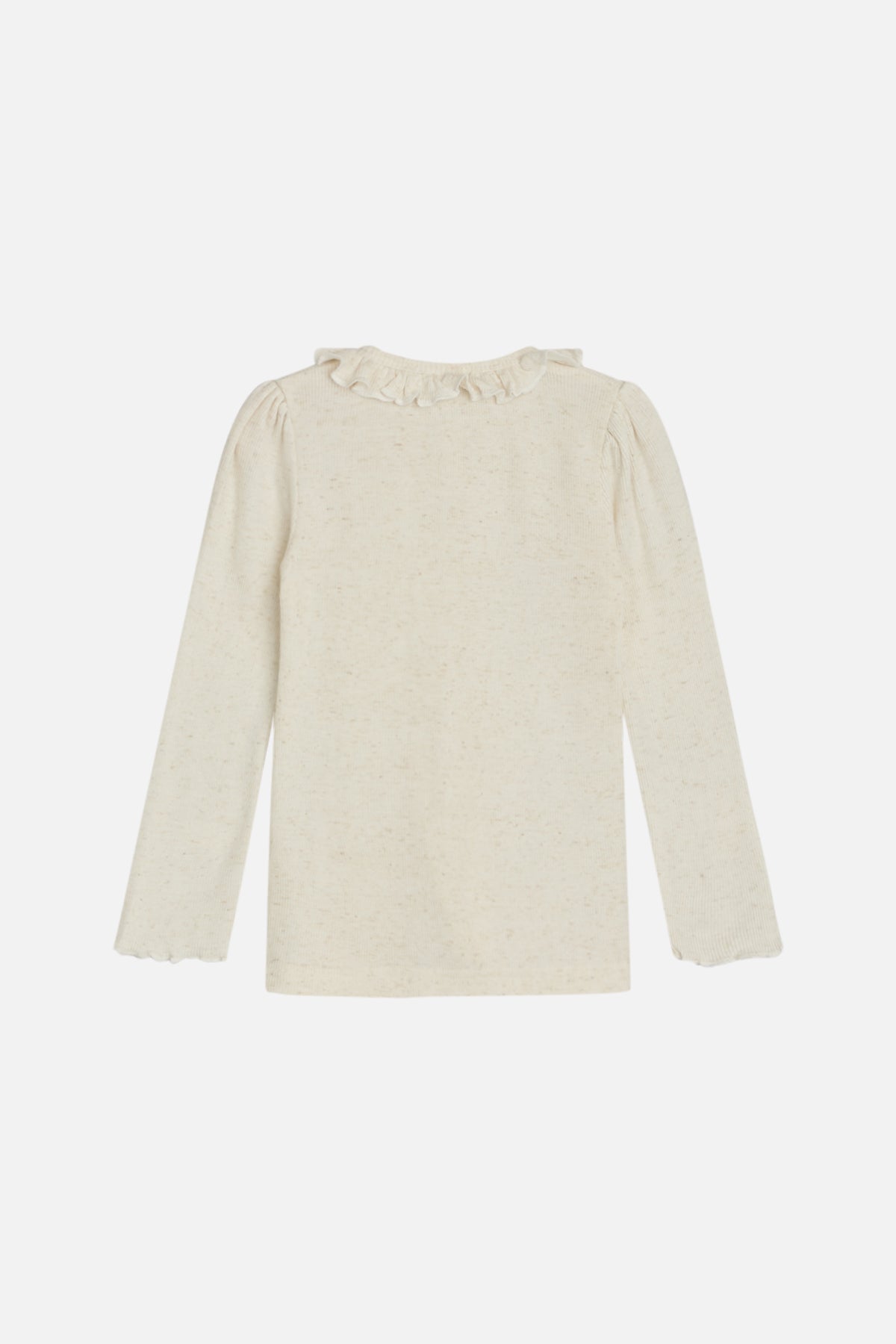 Langarmshirt mit Rüschenkragen, beige melange - Tutuu&Me