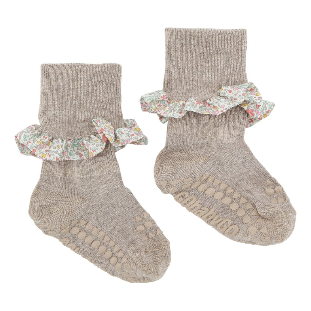 Rutschfeste Socken Bamboo / Liberty "Sand" - Tutuu&Me